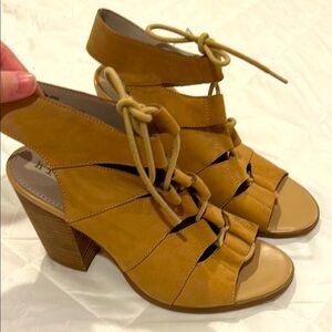 Tan Lace-Up Heels, size 8M